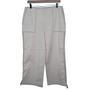 NEW Lysse Knit Denim Off White Crop Pants XL X-Large Wide Leg Pull On Utility